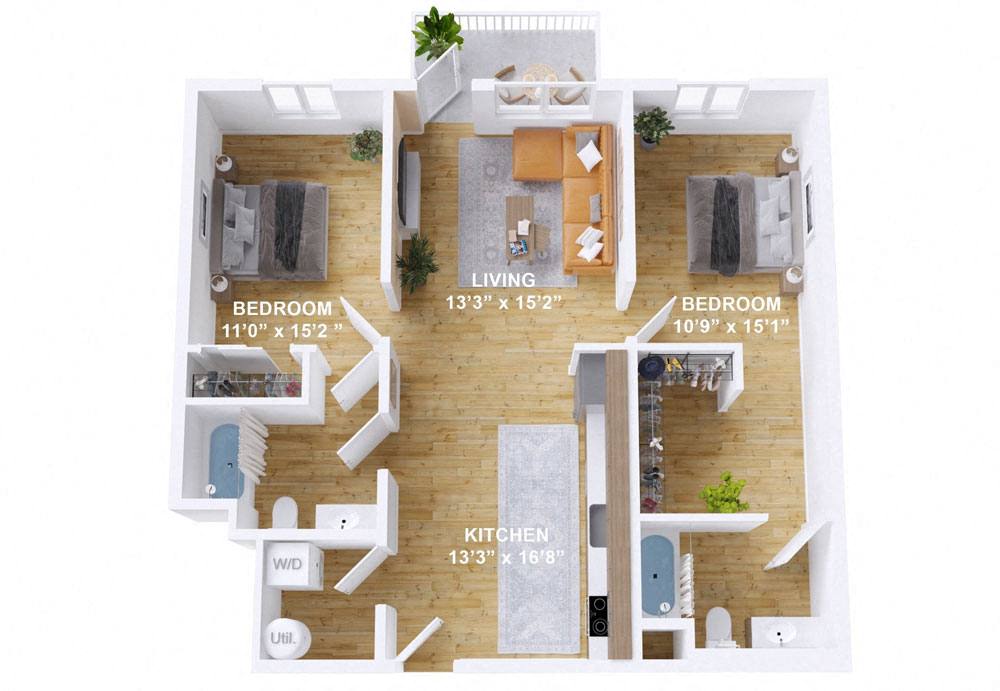 a floor plan of a house with a bedroom and a living room