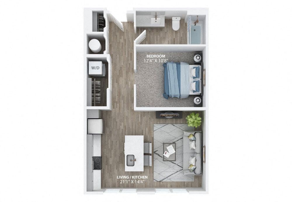 1Bed 1Bath A Floor Plan at The Haven at Lake Britt Apartments, Florida, 34787
