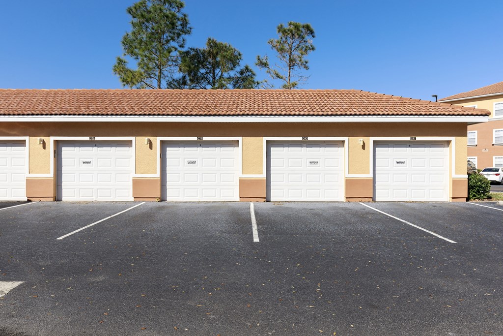 Rapallo apartments exterior single car garage.