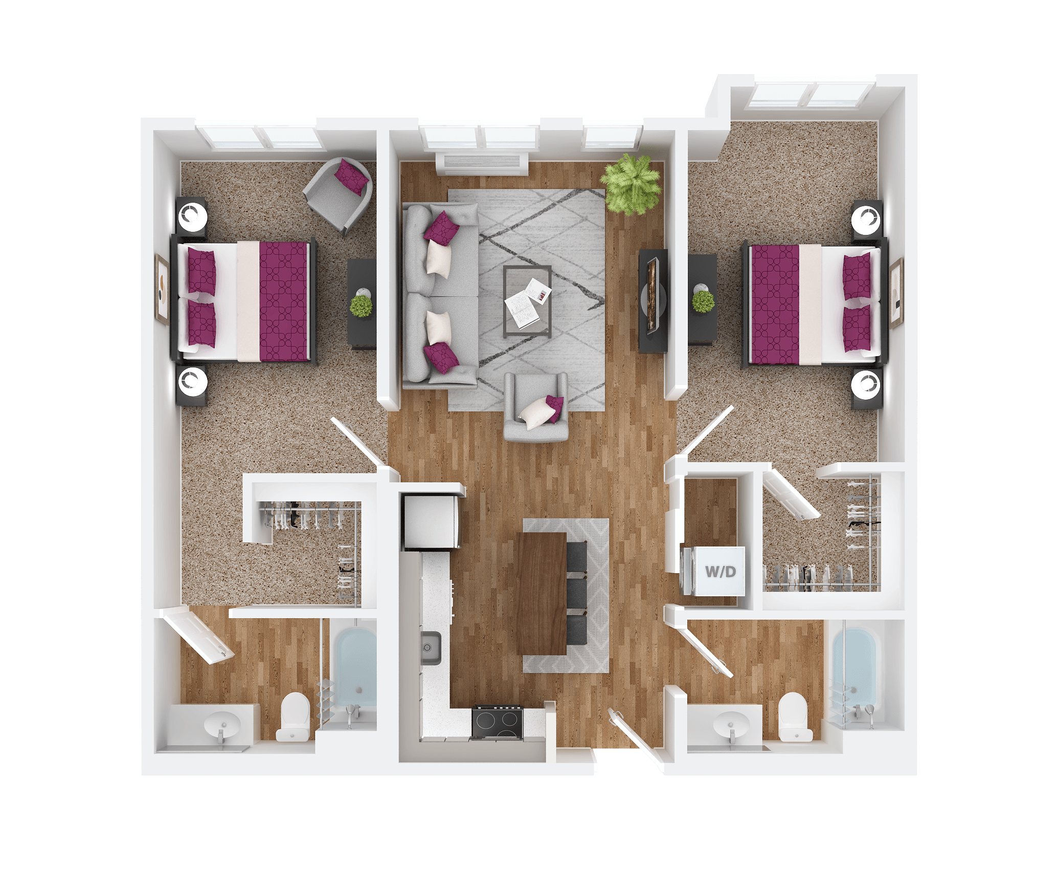 a floor plan of a bedroom with a bathroom and a living room