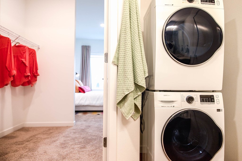 In Home Stacked Washer/Dryer at Hana Apartments, Hillsboro, Oregon