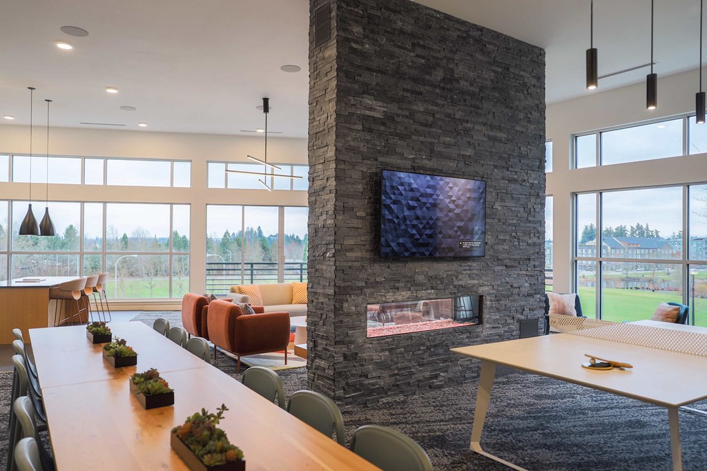 Social Lounge with Ping Pong Table at Hana Apartments, Oregon