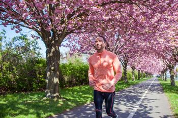 Man Walking at Hana Apartments, Hillsboro, 97006