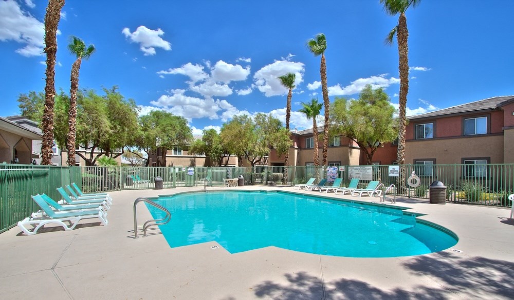 the swimming pool at our apartments in palm springs