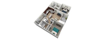 2 bedroom 2 bathroom Floor plan D at Brownstone Apartments, Las Vegas, NV