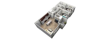 2 bedroom 2 bathroom Floor plan B at Brownstone Apartments, Nevada, 89131