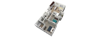 2 bedroom 2 bathroom Floor plan H at Brownstone Apartments, Las Vegas