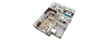 1 bedroom 1.5 bathroom floor plan a at Brownstone Apartments, Las Vegas