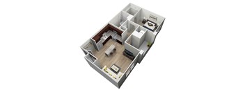 1 bedroom 1 bathroom floor plan at Brownstone Apartments, Las Vegas, Nevada