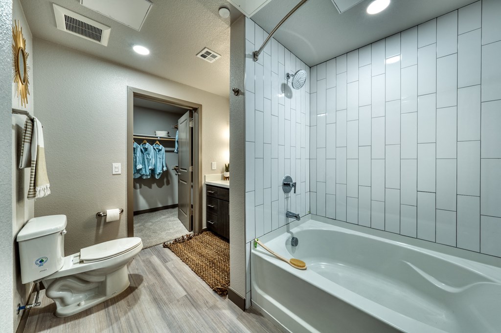 bath with closet and soaking tub at The Rey Downtown, Phoenix, 85003
