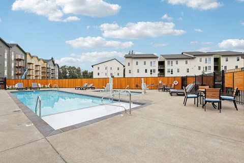 Front Pool View at The Mill on Maple Apartments, Oregon, 97045