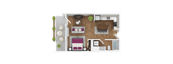 a floor plan of a 1 bedroom apartment