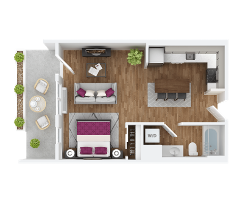 Studio 1 bath B at Hana Apartments, Oregon, 97006