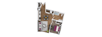 a floor plan of a 1 bedroom apartment