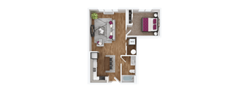 a floor plan of a 1 bedroom apartment