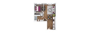 a floor plan of a 1 bedroom apartment