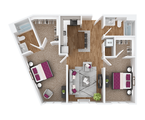 2 bedroom 2 bath B at Hana Apartments, Oregon