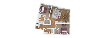 a floor plan of a 1 bedroom apartment