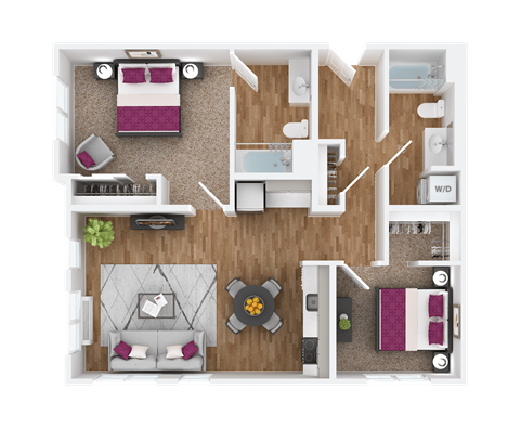 2 bedroom 2 bath E at Hana Apartments, Hillsboro, OR
