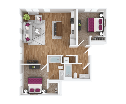 2 bedroom 2 bath F at Hana Apartments, Hillsboro