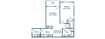 1 Bed 1 Bath Floor Plan at The Sanctuary of Lake Villa, Lake Villa, IL