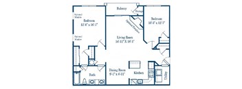 2 Bed 1 Bath Floor Plan at The Sanctuary of Lake Villa, Lake Villa, 60046
