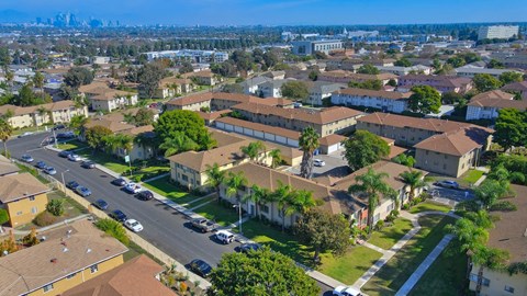 Property aerial view at Acclaim at Baldwin Apartments, Los Angeles, California