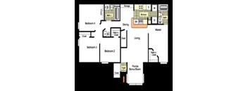 A floor plan of a house with four bedrooms and a Florida room.