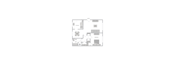 A floor plan of a house with labeled rooms such as kitchen, living room, and bathroom.