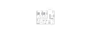 A floor plan of a house with two bedrooms, a living room, a dining room, a kitchen, an entry, a bath, a walk-in closet, and a linen closet.