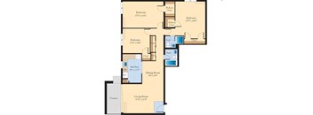 A floor plan of a house with a terrace and a living room.