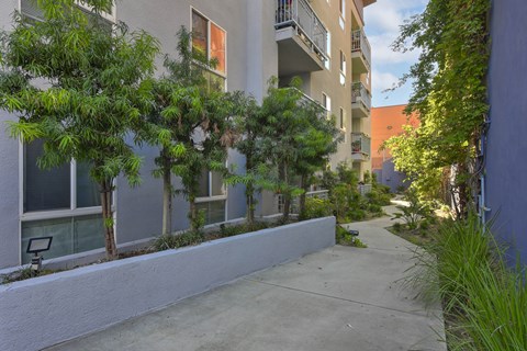 Residential Pathway at The Castelar Apartments, Los Angeles, California