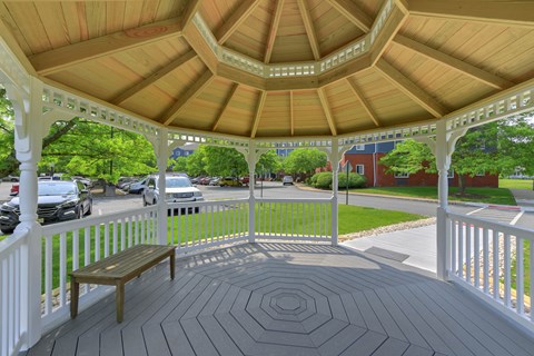 White gazebo with octagonal wooden roof at Centennial Court Apartments, New Jersey