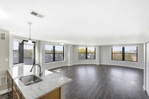 A kitchen with a sink and a window.