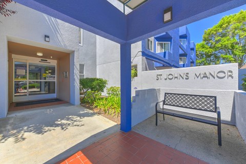 Patio with bench at St Johns Manor, Costa Mesa, 92627