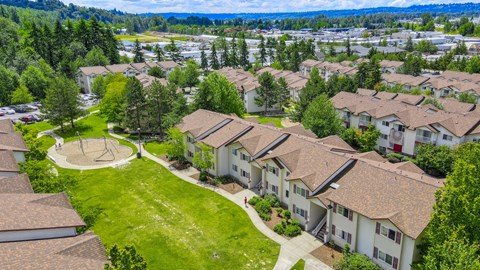 Aerial Lush Green Landscape View at Silver Springs, Washington, 98031