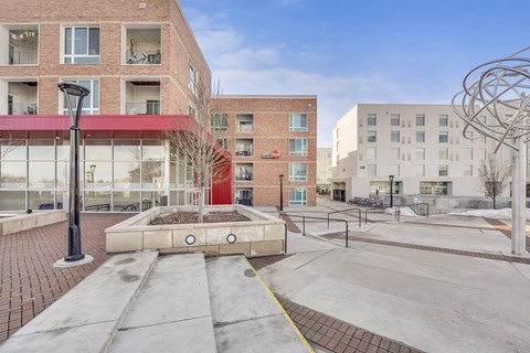 Modern Courtyard at Depot Square Apartments, Colorado