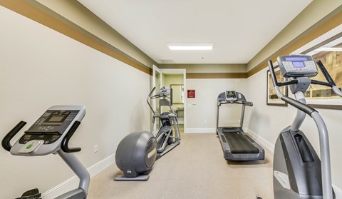Fitness center with cardio equipment at Lincoln Creek Apartments, Dixon, CA