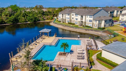 Aerial Pool View at Retreat at Valencia Apartment Homes, Florida, 32825