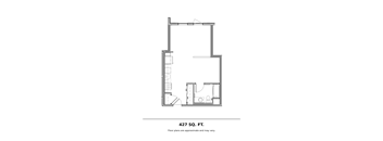 A floor plan of a 427 square feet apartment is shown.