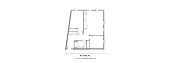 A floor plan for a 914 square foot room is shown.