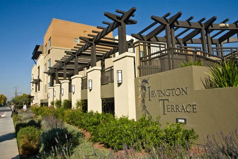 A building with a sign that says Irvington Terrace.