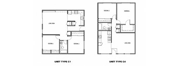 Two floor plans for Unit Type C1 and C4 are shown.