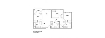 A floor plan of a 3 bedroom apartment.