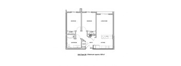 A floor plan of a 2 bedroom apartment with an approximate size of 825 square feet.