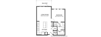 a floor plan of a bedroom apartment