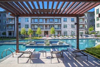 Pool views with cabana and seating