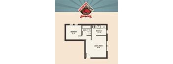 Monon Court - 1 Bedroom Floor Plan at Monon Living, Indianapolis, IN, 46220