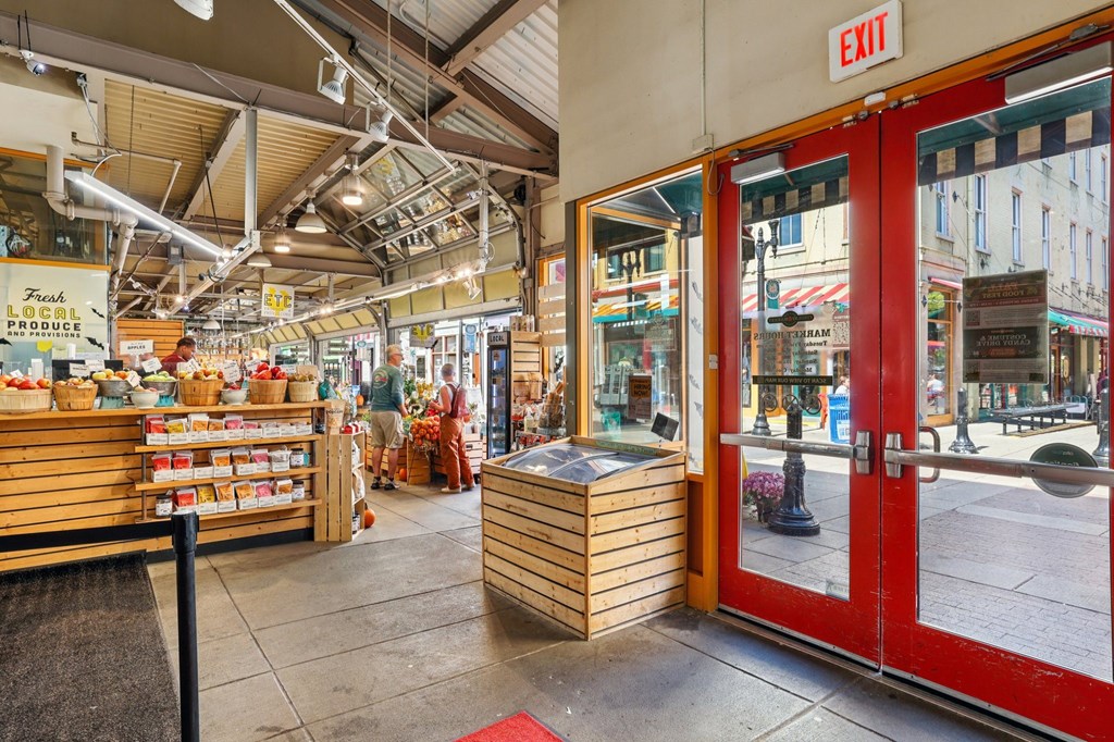 Findlay Market interior featuring local businesses.