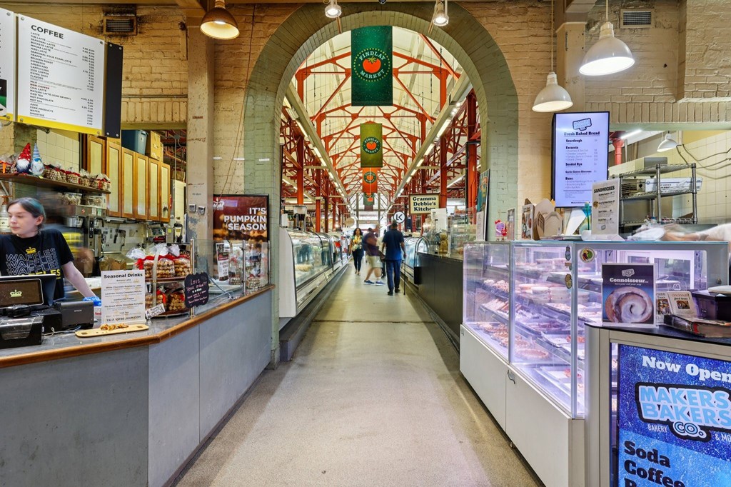 Findlay Market interior featuring local businesses.